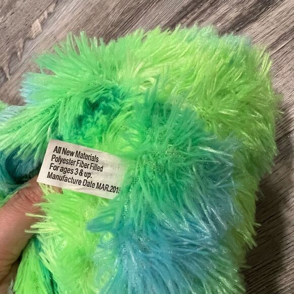 Neon green and orange stuffed monkey - Picture 9 of 16